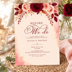 Convite Jantar de Ensaio de Casamento Elegância Rosa Borgo