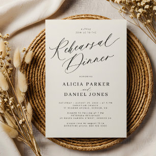 Convite Jantar de ensaio de casamento elegante creme de ma