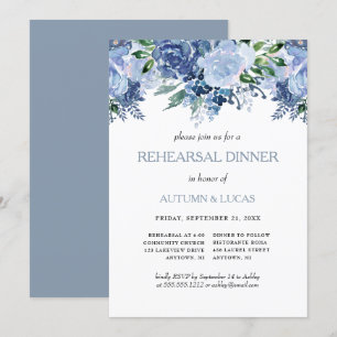 Convite Jantar de Ensaio de Casamento em Azul Floral Empoe
