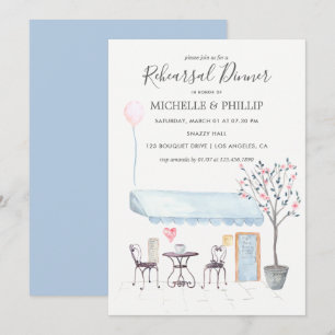 Convite Jantar de ensaio de casamento em Paris com floral