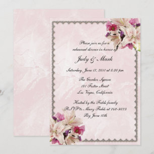 Convite Jantar de Ensaio de Casamento Flor de Lírio Rosa M