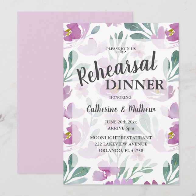 Convite Jantar de Ensaio de Casamento Floral Boho Rosa (Frente/Verso)