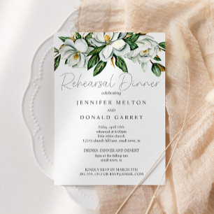 Convite Jantar de Ensaio de Casamento Floral de Magnólia B