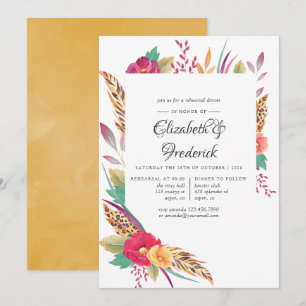 Convite Jantar de Ensaio de Casamento Floral em Aquarela S
