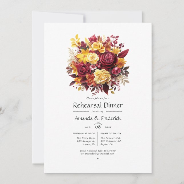 Convite Jantar de Ensaio de Casamento Floral Marrom e Amar (Frente)