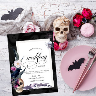 Convite Jantar de Ensaio de Casamento Floral Skull Hallowe
