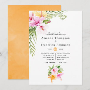 Convite Jantar de Ensaio de Casamento Floral Tropical na P