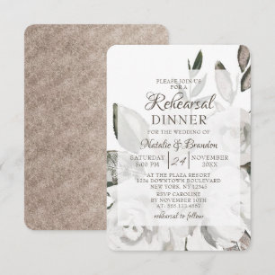Convite Jantar de Ensaio de Casamento Floral Vintage Cheri