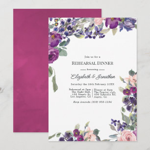 Convite Jantar de Ensaio de Casamento Floral Violeta e Ame