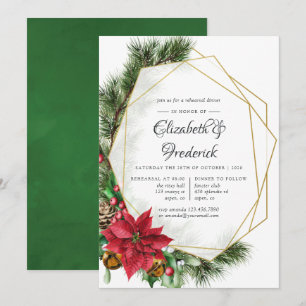 Convite Jantar de Ensaio de Casamento Geométrico de Natal