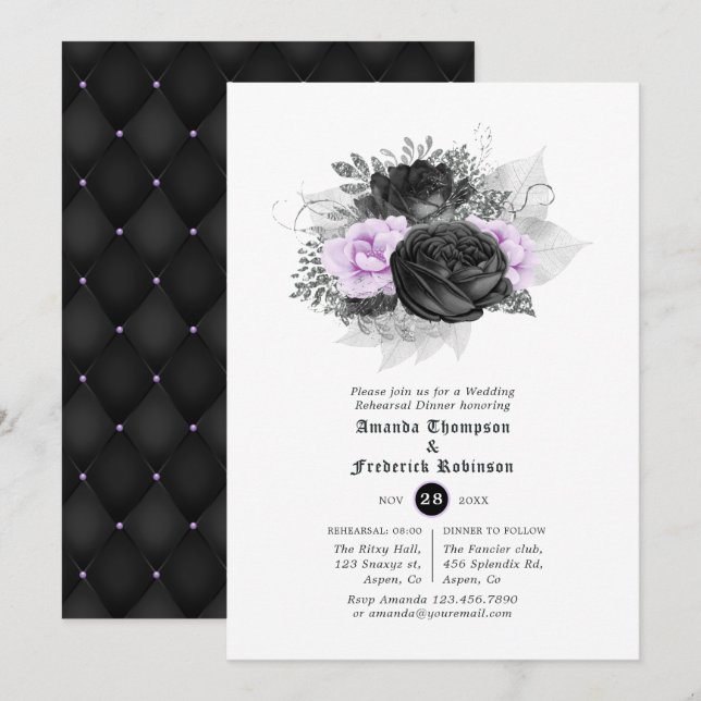 Convite Jantar de Ensaio de Casamento Gótico (Frente/Verso)