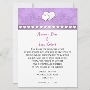 Convite Jantar de ensaio de casamento Lavanda Roxo e Branc