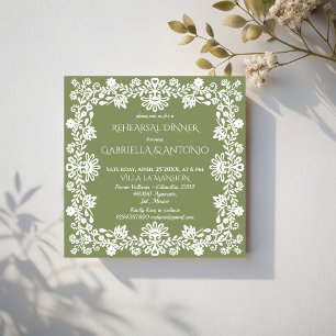 Convite jantar de ensaio de casamento mexicano verde sage