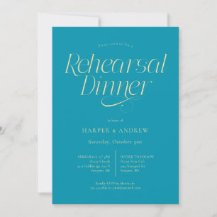Convite Jantar de Ensaio de Casamento Minimalista Azul Águ