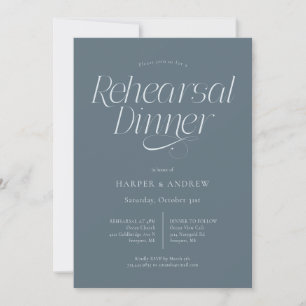 Convite Jantar de Ensaio de Casamento Minimalista Azul Ard