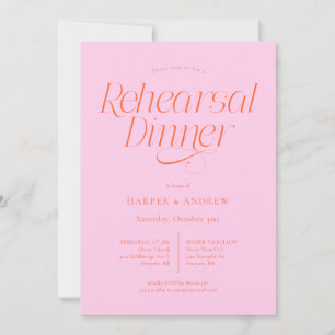 Convite Jantar de Ensaio de Casamento Minimalista Laranja
