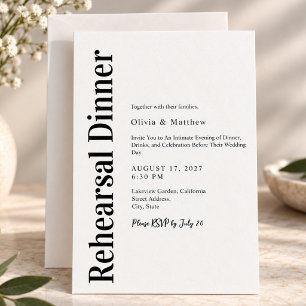 Convite Jantar de Ensaio de Casamento Minimalista Moderno