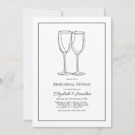 Convite Jantar de Ensaio de Casamento Minimalista Preto e