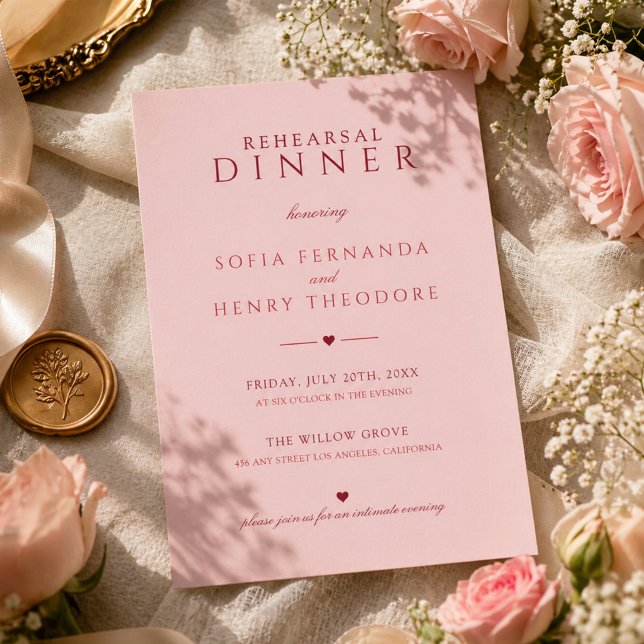 Convite Jantar de Ensaio de Casamento Rosa Bege Elegante (Criador carregado)