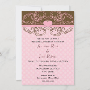 Convite Jantar de Ensaio de Casamento Rosa e Marrom