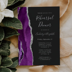 Convite Jantar de ensaio de casamento roxo prata Ágata esc