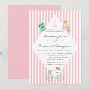 Convite Jantar de ensaio de casamento temático de Paris