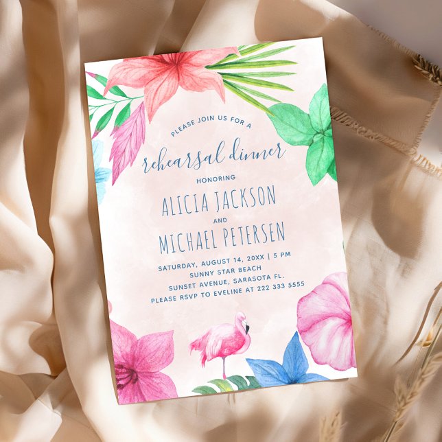 Convite Jantar de ensaio de casamento tropical de verão na (Criador carregado)