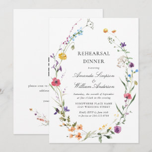 Convite Jantar de Ensaio de Flores Silvestres em Aquarela 