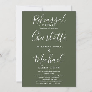 Convite Jantar de ensaio de Olive Green Signature Script