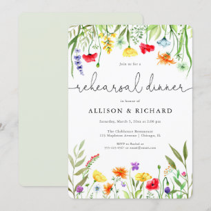 Convite Jantar de ensaio de primavera com flores silvestre