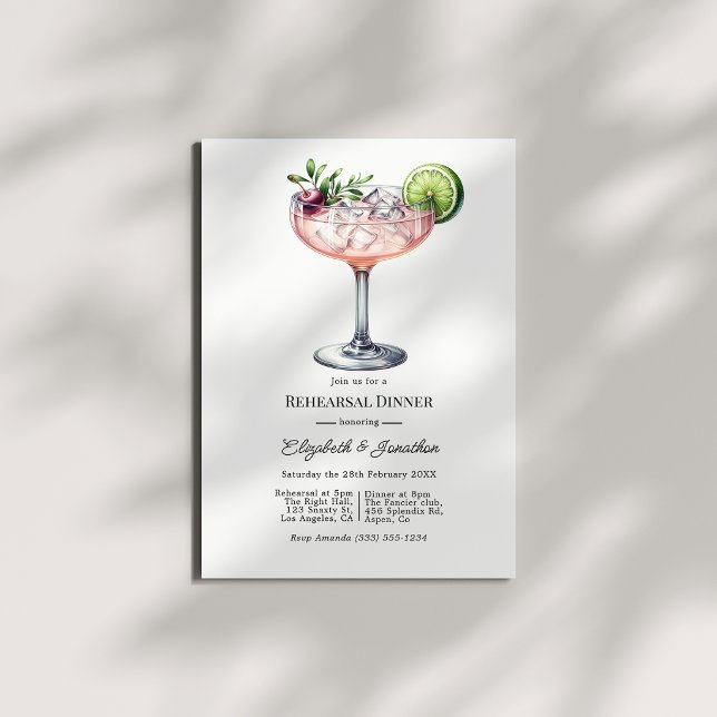 Convite Jantar de Ensaio do Cocktail Verde e Rosa Brat (Brat Green & Pink Cocktail Rehearsal Dinner Invitation)