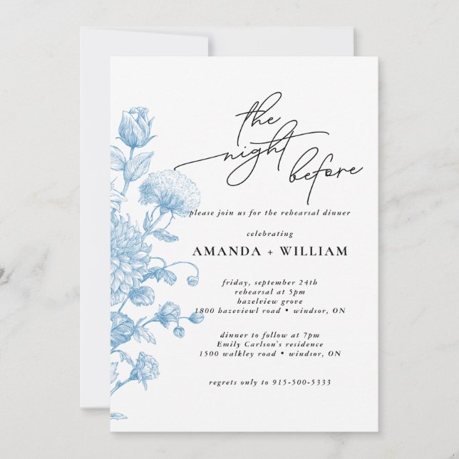 Convite Jantar de Ensaio do Esboço Floral (Frente)