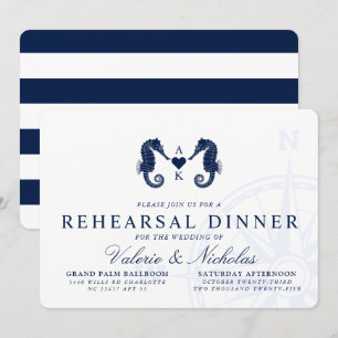 Convite Jantar de ensaio do tema do cavalo marinho da mar