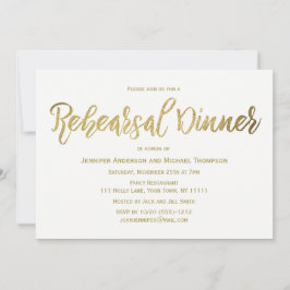 Convite Jantar de ensaio Dourado elegante