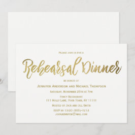 Convite Jantar de ensaio Dourado elegante