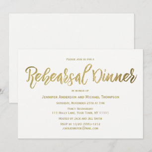 Convite Jantar de ensaio Dourado elegante