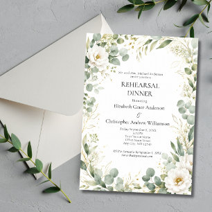 Convite Jantar de Ensaio Eucalyptus Botanicals White Rose