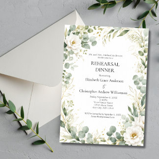 Convite Jantar de Ensaio Eucalyptus Botanicals White Rose