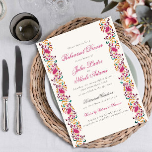 Convite Jantar de Ensaio Floral Cisne Pérola Clássico