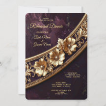 Jantar de Ensaio Floral Dourado Ornamentado