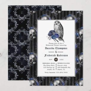 Convite Jantar de Ensaio Floral Gótico Preto e Azul
