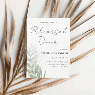 Convite Jantar de Ensaio Folhagem Verde Casamento
