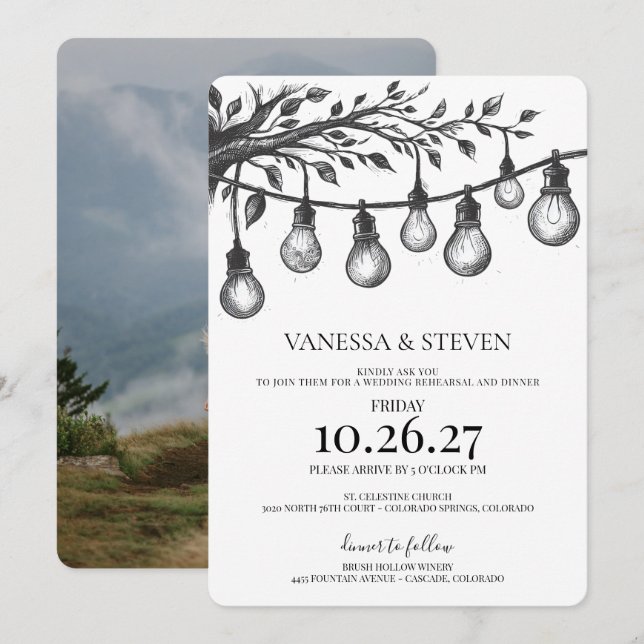 Convite Jantar de Ensaio Luzes de Festa (Frente/Verso)