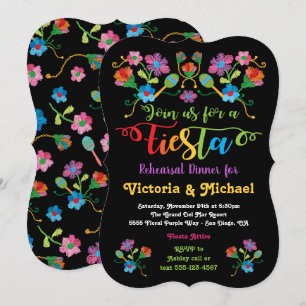 Convite Jantar de ensaio mexicano da festa com bordado