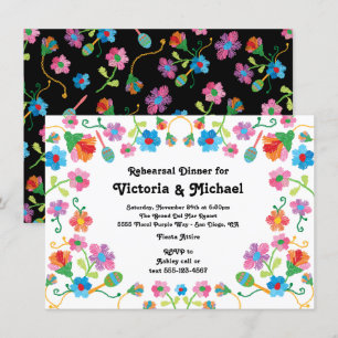 Convite Jantar de ensaio mexicano da festa com bordado