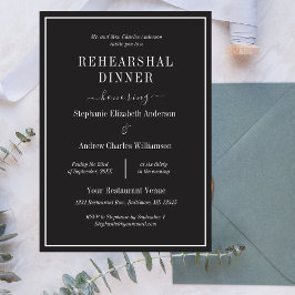 Convite Jantar de ensaio moderno minimalista preto e branc