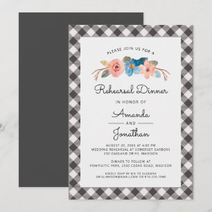 Convite Jantar de ensaio ocasional floral do casamento da