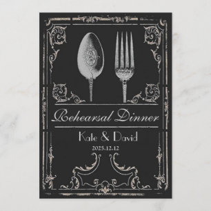 Convite Jantar de ensaio ornamentado da forquilha da