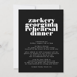 Convite Jantar de Ensaio Preto e Branco Moderno e Ousado