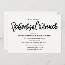 Convite Jantar de ensaio preto e branco simples
